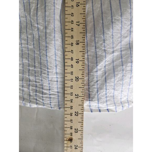 J Crew Mercantile Women's Short Sleeve V-Neck Blue Stripp Button Up Top Size XS - Picture 5 of 6